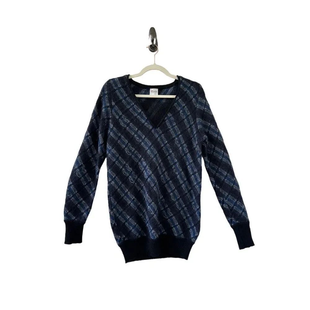 RED Valentino Mohair-Wool Blend Checkered Sweater Women’s Blue Size Small